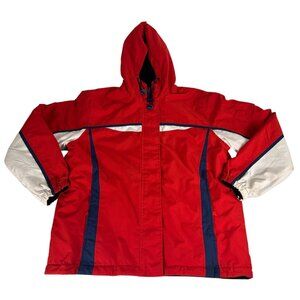 New York Classics Windbreaker Hooded Jacket Men's Sz M Red White Blue Reversible